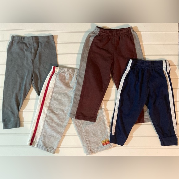 4 Pairs of Pants size 12 Months Solid Grey, Stripes Great for Fall Winter Spring - Picture 1 of 7